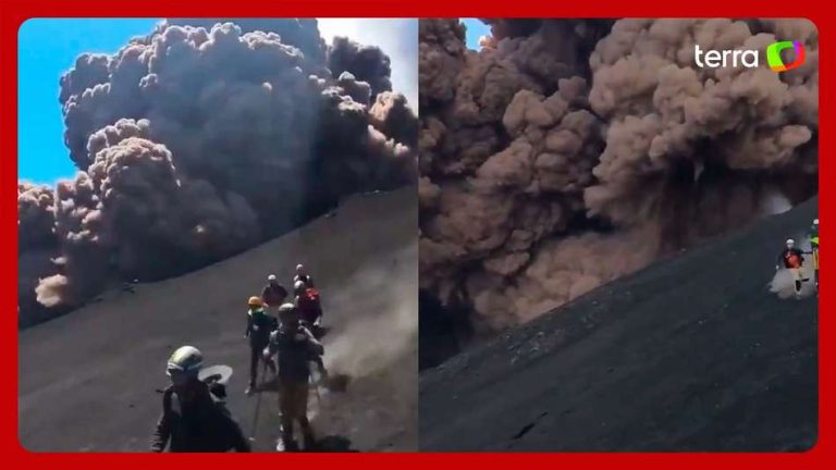 Vídeo revela a fuga de turistas após erupção do vulcão Etna